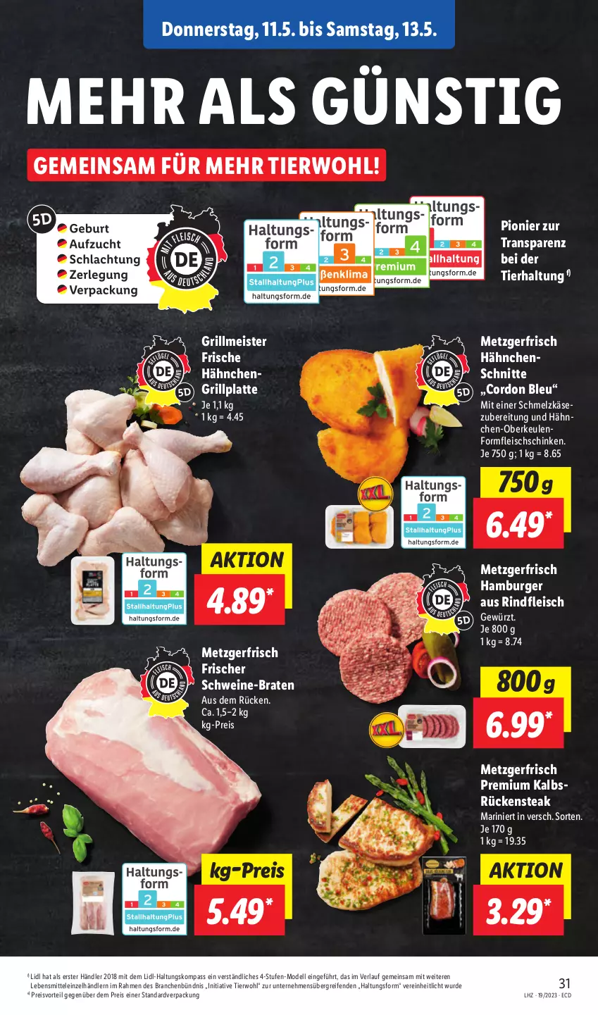 Aktueller Prospekt Lidl - Aktionsprospekt - von 08.05 bis 13.05.2023 - strona 35 - produkty: braten, burger, cordon bleu, dell, eis, ente, fleisch, Frische Hähnchen, gewürz, grill, grillplatte, Hähnchen-Oberkeulen, hamburger, Käse, latte, lebensmittel, Meister, Mode, preisvorteil, reifen, reis, rind, rindfleisch, Rückensteak, schinken, Schmelzkäse, schmelzkäsezubereitung, schwein, schweine, steak, Ti, wein, weine