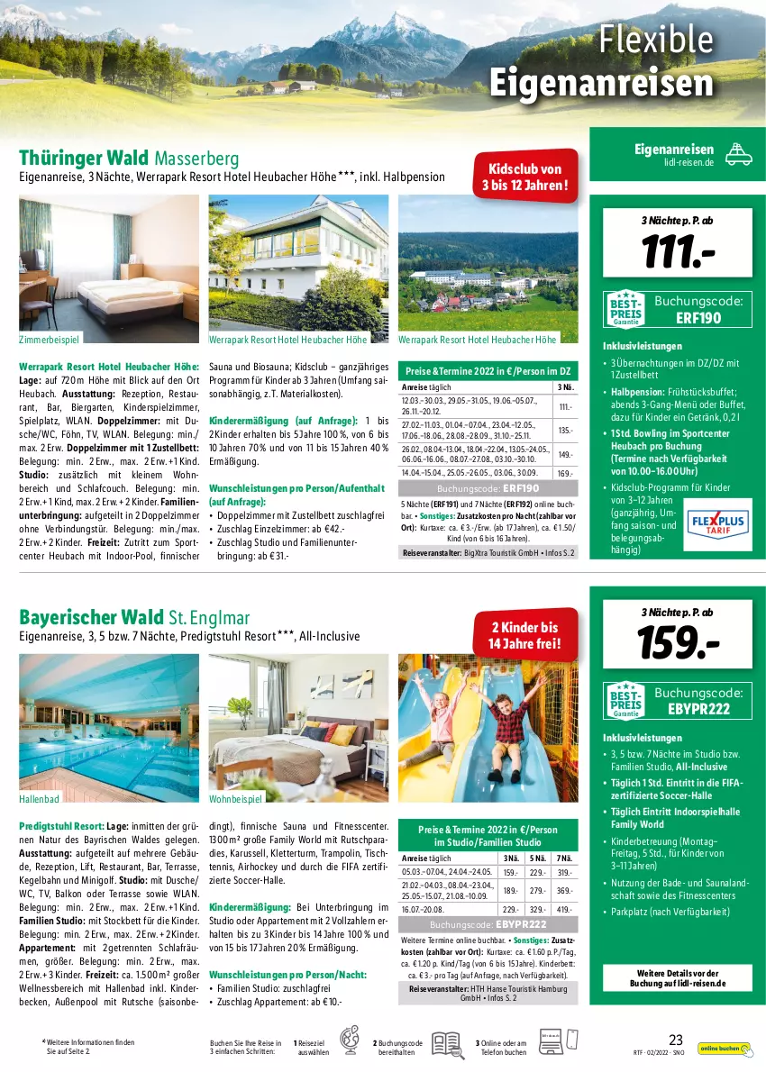 Aktueller Prospekt Lidl - Themenflyer Februar 2022 - von 12.02 bis 14.04.2022 - strona 23 - produkty: axe, Bad, bestpreis, bett, bier, bio, buch, Couch, dusche, eis, ente, Garten, getränk, Heu, HP, inklusivleistungen, Kinder, Kinderbett, Kinderspiel, kurtaxe, leine, natur, pool, reis, reiseveranstalter, rezept, Ria, ring, Sport, stuhl, telefon, Ti, tisch, Trampolin, uhr, wellnessbereich, zimmerbeispiel