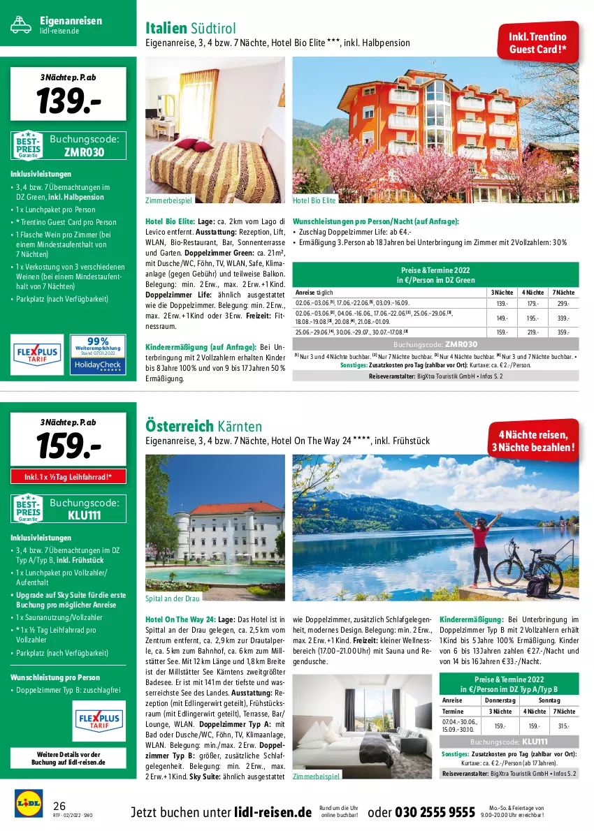 Aktueller Prospekt Lidl - Themenflyer Februar 2022 - von 12.02 bis 14.04.2022 - strona 26 - produkty: axe, Bad, bestpreis, bio, Brei, buch, dusche, eier, eis, ente, Fahrrad, flasche, Garten, HP, inklusivleistungen, Kinder, kurtaxe, leine, Mode, reis, reiseveranstalter, rezept, ring, rum, Ti, uhr, wasser, wein, weine, wellnessbereich, zimmerbeispiel