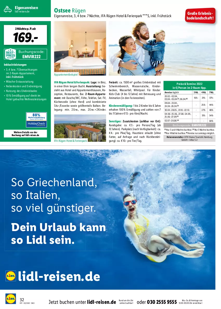 Aktueller Prospekt Lidl - Themenflyer Februar 2022 - von 12.02 bis 14.04.2022 - strona 32 - produkty: aust, Bad, bestpreis, buch, dusche, eier, eis, Elan, ente, inklusivleistungen, Kinder, küche, Küchen, Küchenzeile, pool, Reinigung, reis, reiseveranstalter, rezept, Stier, telefon, Ti, Tiere, uhr, wasser, wasserrutsche, Whirlpool