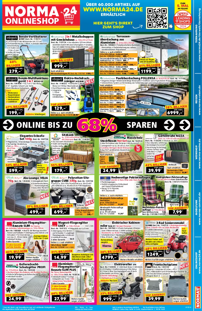 Aktueller Prospekt Norma - Norma - von 30.01 bis 16.02.2025 - strona 1 - produkty: akku, aluminiumgestell, angebot, Bank, Bau, baumwolle, Behälter, Bona, braun, bürste, bürsten, dekokissen, dell, deo, eis, Elektro, Elektroroller, elle, fenster, fliegengitter, Garten, Gartentruhe, Gewächshaus, heckenschere, hocker, Holz, Kette, kissen, koffer, korb, kraft, kunstrasen, latte, LG, Liege, massivholz, Mode, Motorsense, ndk, pool, rasen, rasentrimmer, reiniger, Reinigung, Reinigungsmittel, reis, Ria, ring, Roller, rückenlehne, rwe, Schere, schrauben, schultergurt, senf, sessel, sitzbank, sitzkissen, Sofa, Sport, Terrassenüberdachung, Ti, Tiere, tiernahrung, tisch, wasser, wein, weine, weinshop, wolle, würfel, ZTE