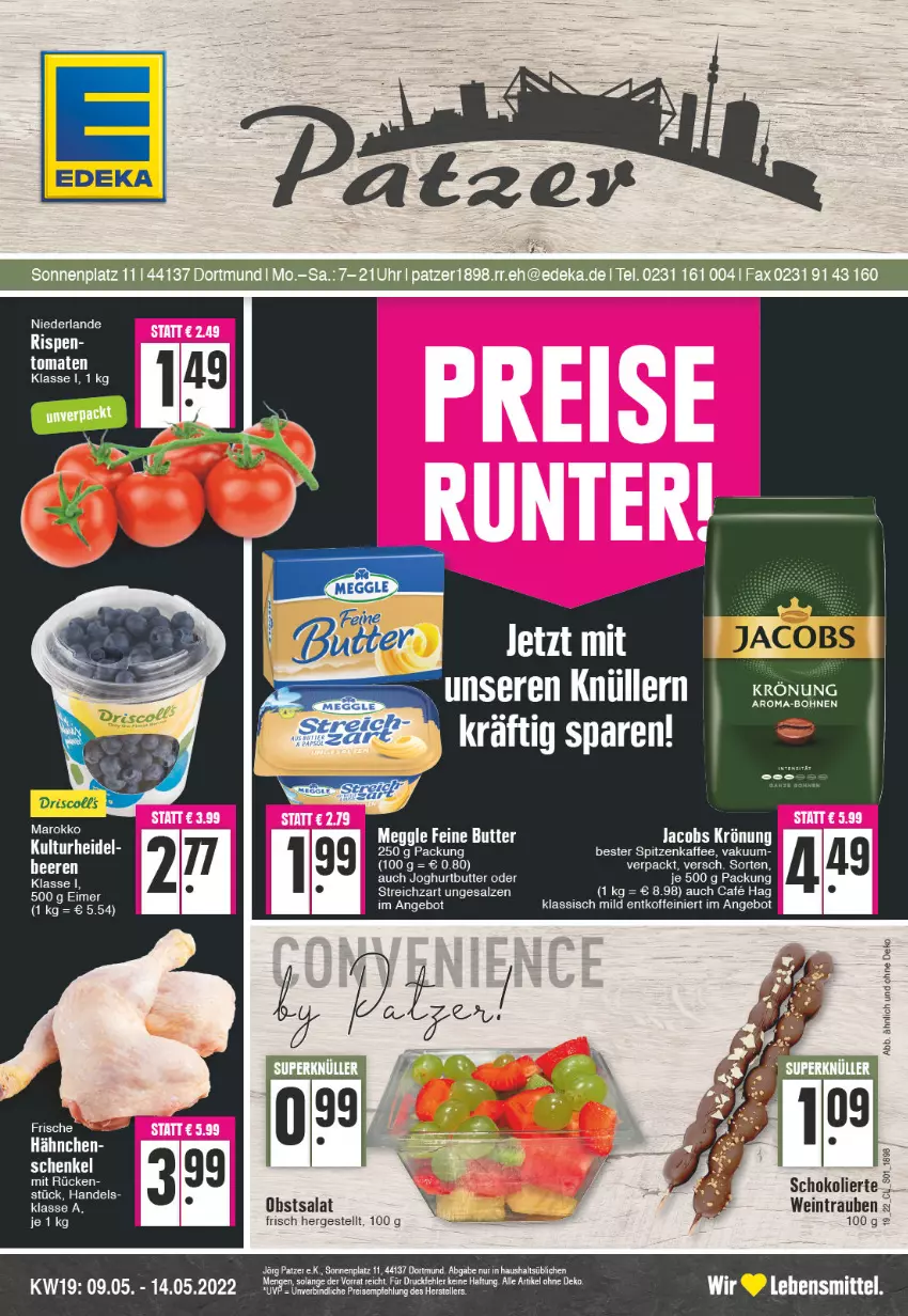 Aktueller Prospekt Edeka - Angebote der Woche - von 09.05 bis 14.05.2022 - strona 1 - produkty: angebot, bohne, bohnen, butter, eis, elle, jacobs, jacobs krönung, joghur, joghurt, lebensmittel, meggle, reis, salat, salz, schoko, Streichzart, tee, teller, Ti, tomate, tomaten, trauben, wein