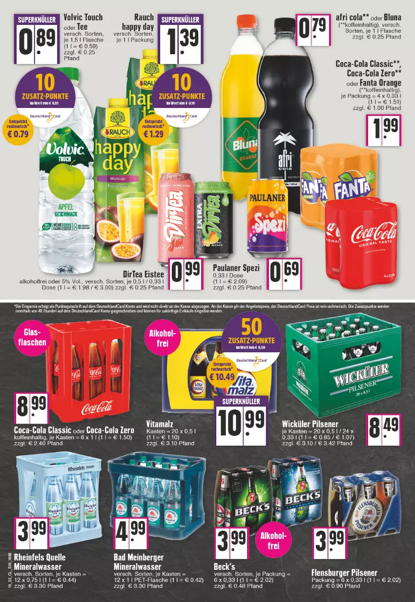 Aktueller Prospekt Edeka - Angebote der Woche - von 09.05 bis 14.05.2022 - strona 18 - produkty: Afri Cola, alkohol, Alwa, Bad, Berger, burger, coca-cola, cola, deutschland card, deutschlandcard, eis, eistee, erde, fanta, flasche, flensburger, Happy Day, LG, mac, malz, mineralwasser, orange, Paula, paulaner, pet-flasche, pils, pilsener, Spezi, tee, Ti, vita, vitamalz, volvic, wasser