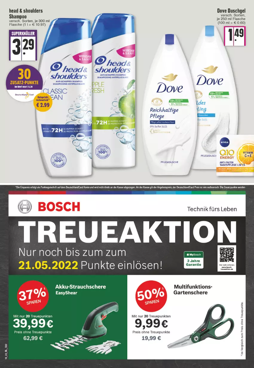 Aktueller Prospekt Edeka - Angebote der Woche - von 09.05 bis 14.05.2022 - strona 22 - produkty: akku, dove, dusche, duschgel, eis, flasche, Garten, Gartenschere, pflegedusche, Rauch, reis, Schere, shampoo, Strauchschere, Tagespflege, Ti, vita