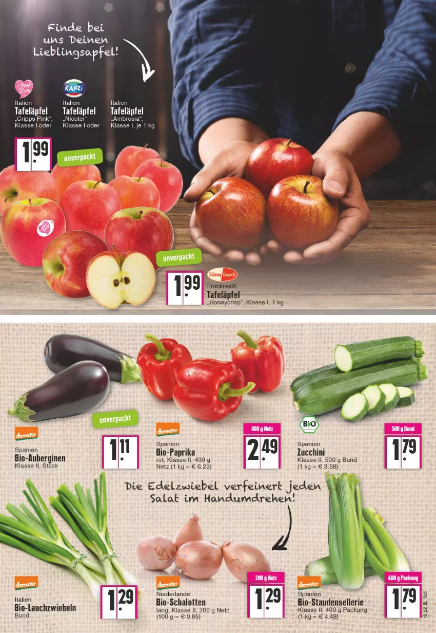 Aktueller Prospekt Edeka - Angebote der Woche - von 09.05 bis 14.05.2022 - strona 5 - produkty: apfel, aubergine, auberginen, Bau, bio, Bio-Paprika, elle, gin, Lauchzwiebel, lauchzwiebeln, paprika, salat, Schal, Schalotte, stauden, tafeläpfel, zucchini, zwiebel, zwiebeln