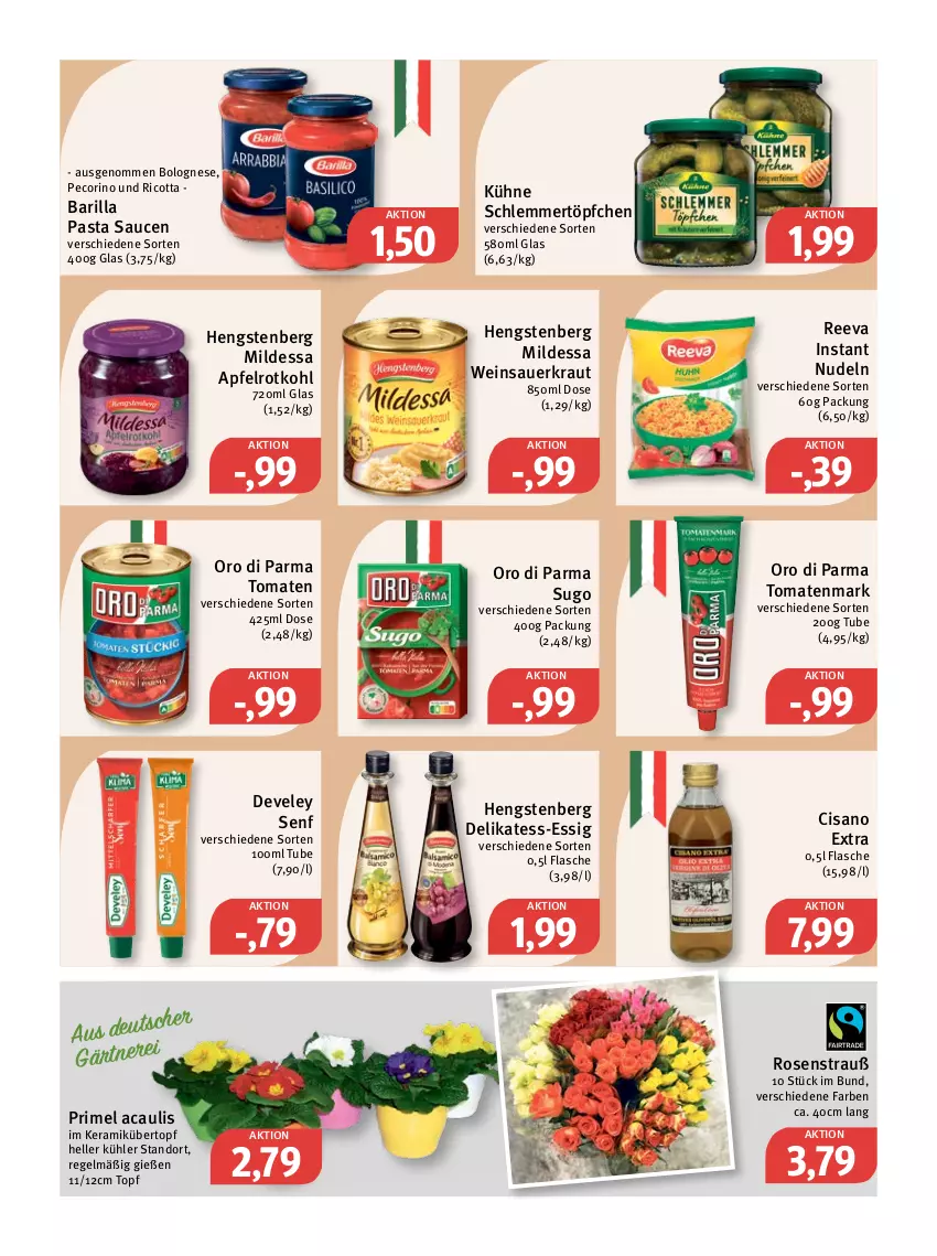 Aktueller Prospekt Feneberg - Prospekte - von 19.01 bis 21.01.2023 - strona 8 - produkty: apfel, auer, barilla, bolognese, delikatess-essig, develey, elle, essig, flasche, hengstenberg, Kraut, Kühne, nudel, nudeln, oro di parma, pasta, Pasta Sauce, Pecorino, ricotta, rosen, Rosenstrauß, rotkohl, sauce, saucen, Sauerkraut, schlemmertöpfchen, senf, Sugo, Ti, tomate, tomaten, tomatenmark, topf, Töpfchen, übertopf, wein, Weinsauerkraut