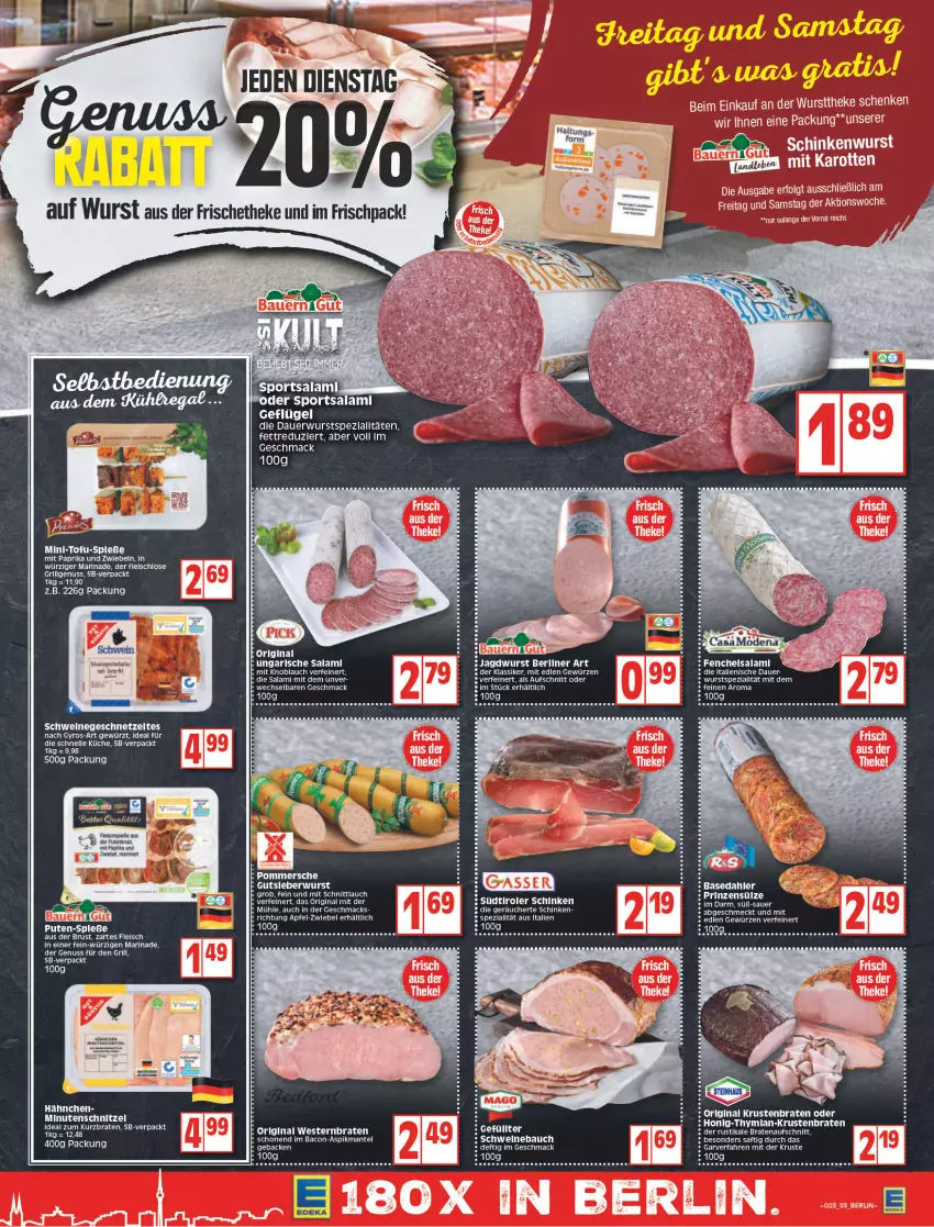 Aktueller Prospekt Edeka - Angebote der Woche - von 06.06 bis 11.06.2022 - strona 3 - produkty: apfel, auer, aufschnitt, bacon, Bau, berliner, braten, bratenaufschnitt, deka, eis, elle, fenchel, fleisch, geback, Geflügel, geschnetzeltes, gewürz, gin, grill, gyros, honig, HP, jagdwurst, knoblauch, krustenbraten, küche, LG, mac, Mantel, marinade, mars, mit knoblauch, mit paprika, nuss, paprika, Pommersche, pute, Puten-Spieße, sac, saft, salami, schinken, schnittlauch, Sport, Ti, Tofu, Ungarische Salami, Weste, wurst, Zelt, zwiebel, zwiebeln