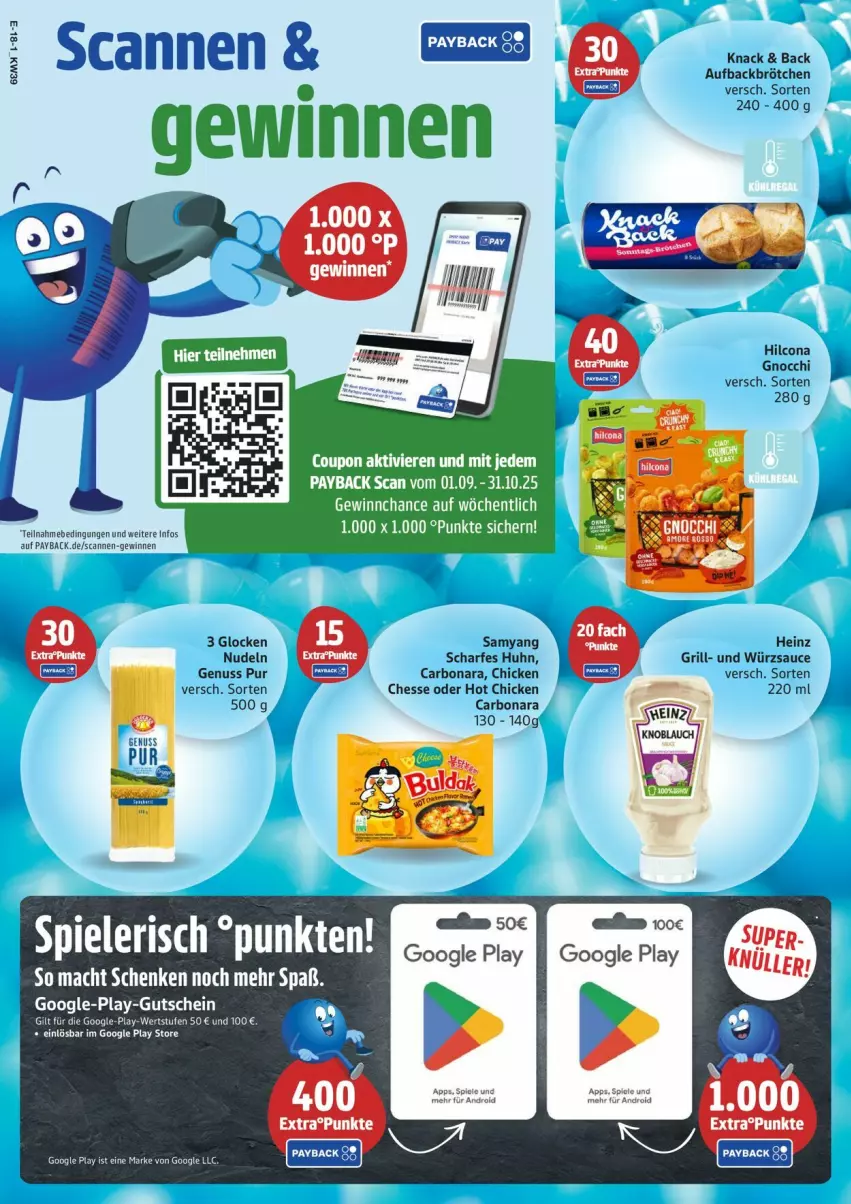 Aktueller Prospekt Edeka - Prospekte - von 22.09 bis 27.09.2025 - strona 18 - produkty: Bona, brötchen, coupon, gnocchi, google play, grill, gutschein, heinz, hilcona, mac, nudel, nudeln, nuss, payback, sauce, tee, Ti, würzsauce