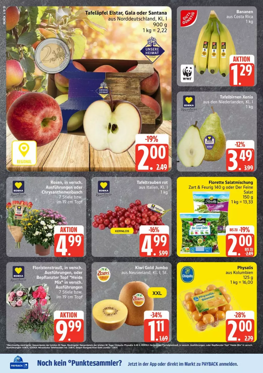 Aktueller Prospekt Edeka - Prospekte - von 22.09 bis 27.09.2025 - strona 6 - produkty: aust, banane, bananen, florette, payback, Physalis, salat, tee, tesa, ZTE
