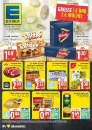 Gazetka promocyjna Edeka - Prospekte - Gazetka - ważna od 27.09 do 27.09.2025 - strona 1 - produkty: arla, arla buko, barilla, Buko, deka, die ofenfrische, Dr. Oetker, eis, fleisch, frischkäse, frucht, fruchtgummi, fruchtsaft, fruchtsaftgetränk, getränk, goldbären, gutfleisch, haribo, joghur, joghurt, joghurt mit der ecke, Käse, Lakritz, Müller, Nektar, Ofen, pasta, pizza, saft, steak, storck, tafeltrauben, Ti, toffifee, tradizionale, trauben