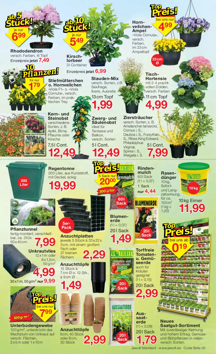 Aktueller Prospekt Jawoll - Prospekte - von 20.02 bis 26.02.2022 - strona 5 - produkty: apfel, blume, blumen, blumenerde, Container, decke, Deckel, dünger, eimer, eis, Elan, erde, Gemüseerde, gin, hortensie, HP, kirsch, kirsche, Kraut, kräuter, latte, leine, obst, pflanze, pflanzen, pflaume, rasen, rasendünger, reis, rind, rindenmulch, sac, stauden, Ti, tisch, tomate, tomaten, topf