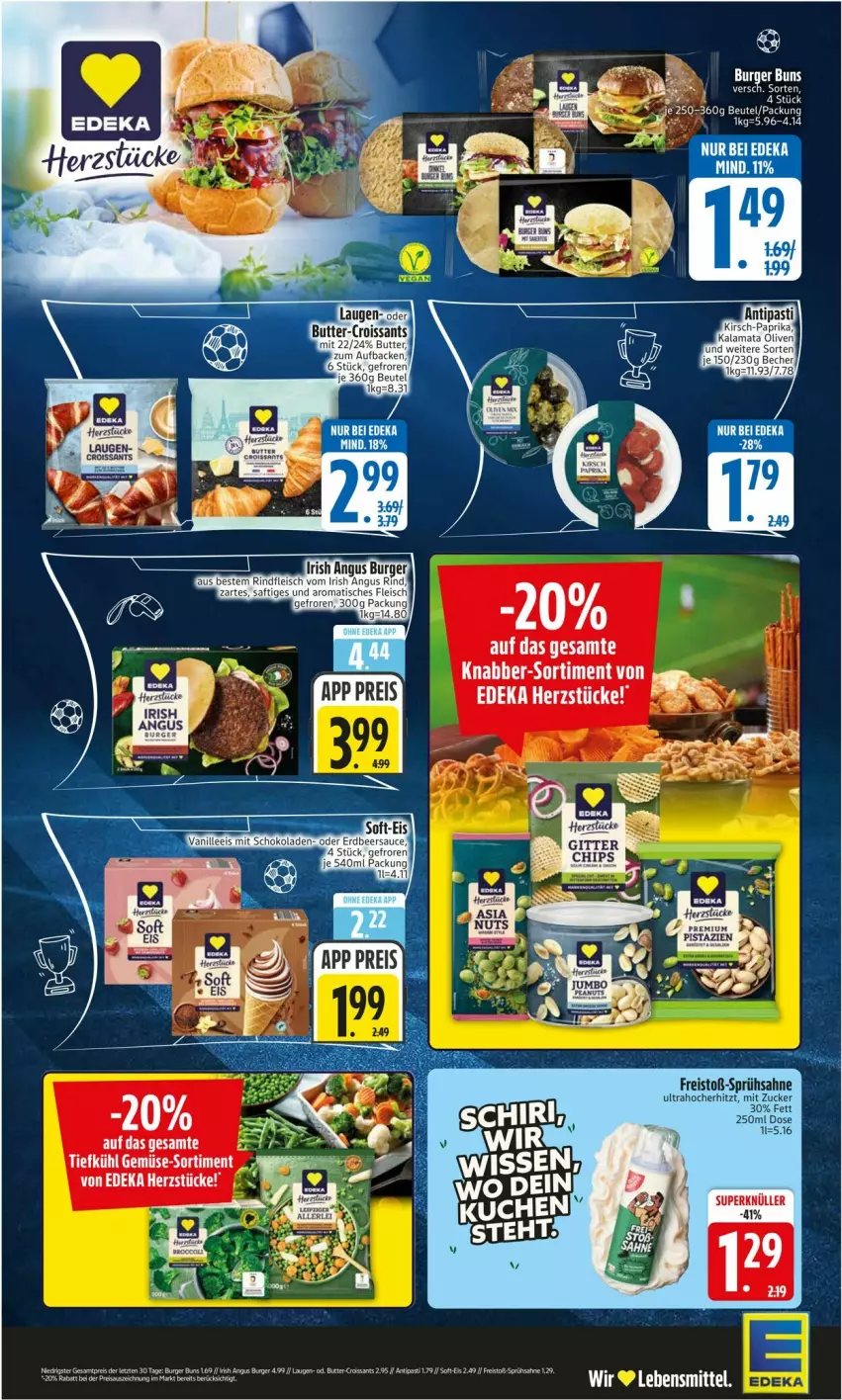 Aktueller Prospekt Edeka - Prospekte - von 22.06 bis 27.06.2026 - strona 2 - produkty: beutel, burger, eis, fleisch, reis, rind, rindfleisch, saft, sahne, schoko, schokolade, schokoladen, Ti, tisch, vanille, zucker