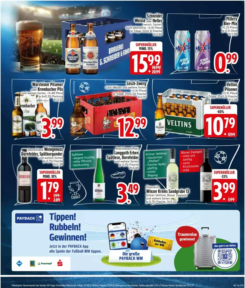 Aktueller Prospekt Edeka - Prospekte - von 22.06 bis 27.06.2026 - strona 23 - produkty: auer, ball, blauer zweigelt, flasche, frucht, Fußball, gin, grüner veltliner, payback, Spiele, Ti, Zweigelt