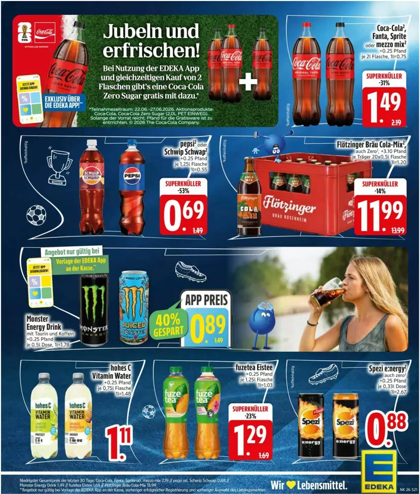Aktueller Prospekt Edeka - Prospekte - von 22.06 bis 27.06.2026 - strona 25 - produkty: coca-cola, cola, deka, flasche, Ti
