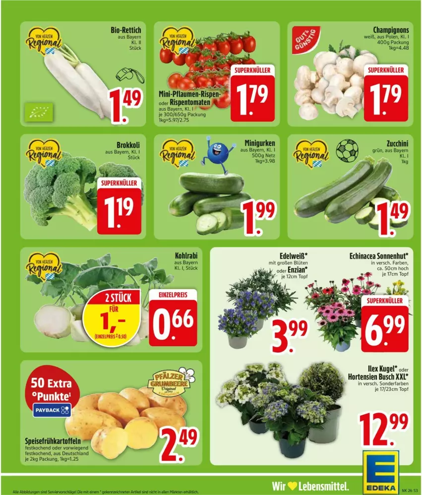 Aktueller Prospekt Edeka - Prospekte - von 22.06 bis 27.06.2026 - strona 5 - produkty: champignon, champignons, deka, eis, Frühkartoffeln, gurke, gurken, kartoffel, kartoffeln, speisefrühkartoffeln, zucchini