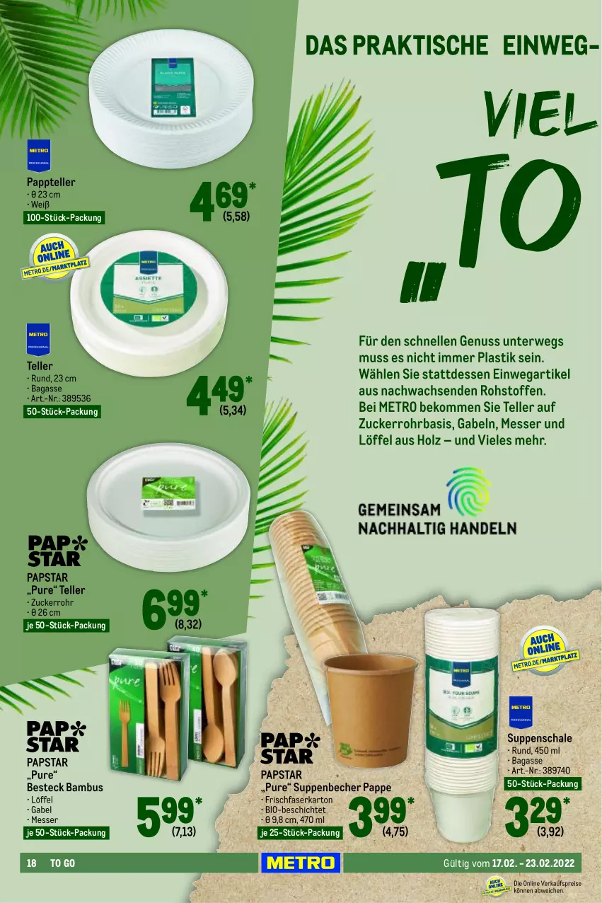 Aktueller Prospekt Metro - Food - von 17.02 bis 23.02.2022 - strona 18 - produkty: asti, bambus, Becher, beko, besteck, bio, eis, elle, gabel, Holz, Löffel, messer, Metro, nuss, reis, rwe, Schal, Schale, suppe, suppen, teller, Ti, zucker