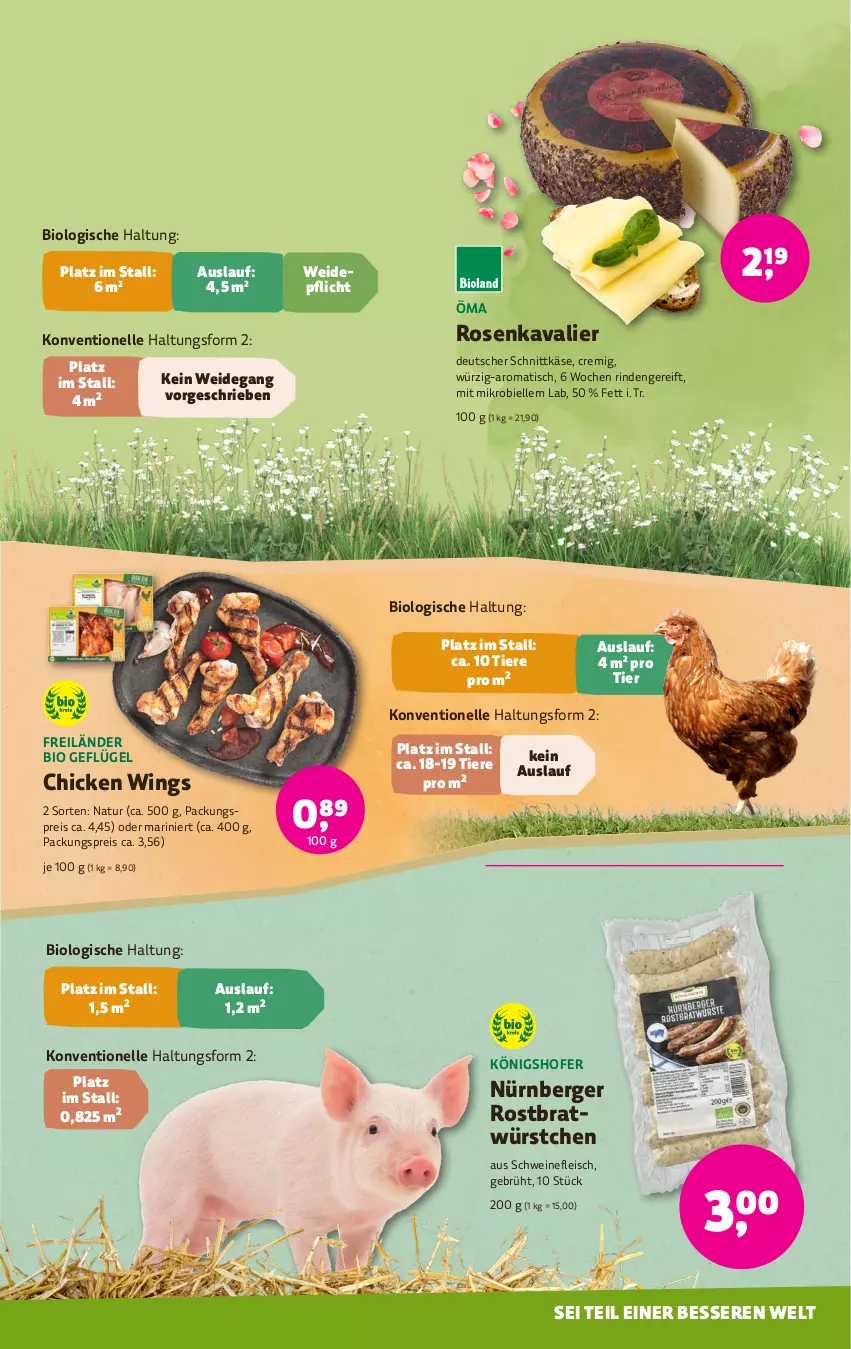 Aktueller Prospekt Denns Biomarkt - von 31.07 bis 13.08.2024 - strona 5 - produkty: Berger, bio, chicken wings, deutscher schnittkäse, eis, elle, fleisch, Geflügel, Käse, natur, nürnberger, reis, rind, rosen, schnittkäse, schwein, schweine, schweinefleisch, Ti, Tiere, tisch, wein, weine, würstchen