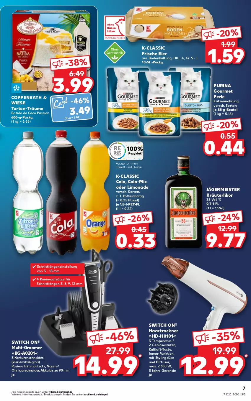 Aktueller Prospekt Kaufland - von 19.05 bis 25.05.2022 - strona 7 - produkty: akku, angebot, angebote, batida, batida de côco, beutel, cola, coppenrath, decke, Deckel, eier, eis, Germ, haarschneider, haartrockner, jägermeister, katzennahrung, kräuter, kräuterlikör, likör, limo, limonade, Meister, purina, Ti, torte, Trockner