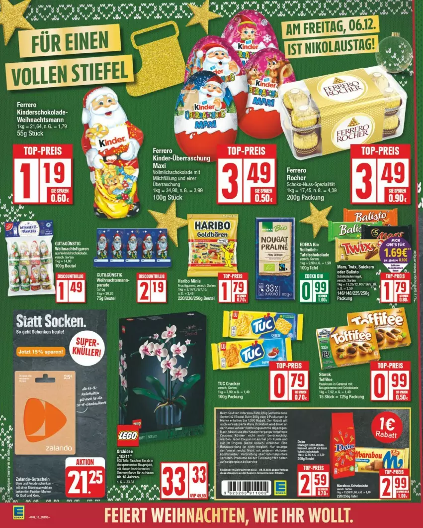 Aktueller Prospekt Edeka - Prospekte - von 02.12 bis 07.12.2024 - strona 10 - produkty: eier, eis, ente, ferrero, haribo, Kinder, mars, orchidee, reis, schoko, schokolade, top-preis, twix, uhr, weihnachten