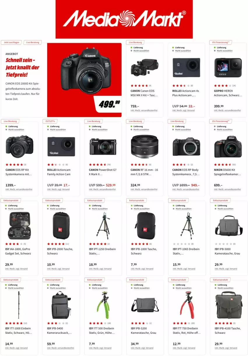 Aktueller Prospekt Media Markt - Prospekte - von 03.08 bis 16.08.2022 - strona 10 - produkty: actioncam, angebot, body, canon, eis, GoPro, hero, kamera, nikon, reis, rollei, rucksack, sac, spiegel, systemkamera, Tasche, Ti, tiefpreis