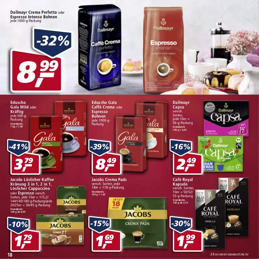 Aktueller Prospekt Real - Real Handzettel - von 10.01 bis 15.01.2022 - strona 18 - produkty: bohne, bohnen, café royal, caffè crema, Cap, cappuccino, cin, crema pads, dallmayr, dallmayr capsa, eduscho, eis, espresso, intenso, jacobs, Jacobs Crema, kaffee, löslicher kaffee, oder espresso, reis, Ti