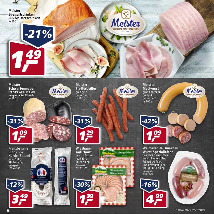 Aktueller Prospekt Real - Real Handzettel - von 10.01 bis 15.01.2022 - strona 6 - produkty: auer, aufschnitt, Bau, Bauer, Edelsaftschinken, eis, fleisch, frühstücksfleisch, Hausmacher, leberwurst, mac, Meister, Mett, mettwurst, pfeffer, Pfefferbeißer, reis, ring, Rotwurst, saft, saftschinken, salami, schinken, Spezi, wiesbauer, wurst