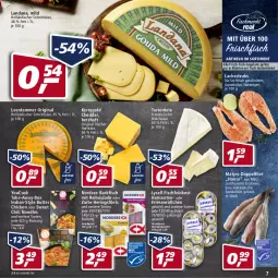 Gazetka promocyjna Real - Real Handzettel - Gazetka - ważna od 15.01 do 15.01.2022 - strona 7 - produkty: angebot, angebote, aqua, backfisch, brie, butter, cheddar, chili, eis, feinkost, filet, filets, fisch, fische, Fischer, Fischfeinkost, französischer weichkäse, frischfisch, gin, hartkäse, hering, Herings, heringsfilets, holländischer schnittkäse, Käse, kerrygold, lachs, leerdammer, lysell, matjes, Nordsee, reis, remoulade, ring, rwe, Schere, schnitten, schnittkäse, Spezi, steak, steaks, Ti, torte, weichkäse, Yo, YouCook