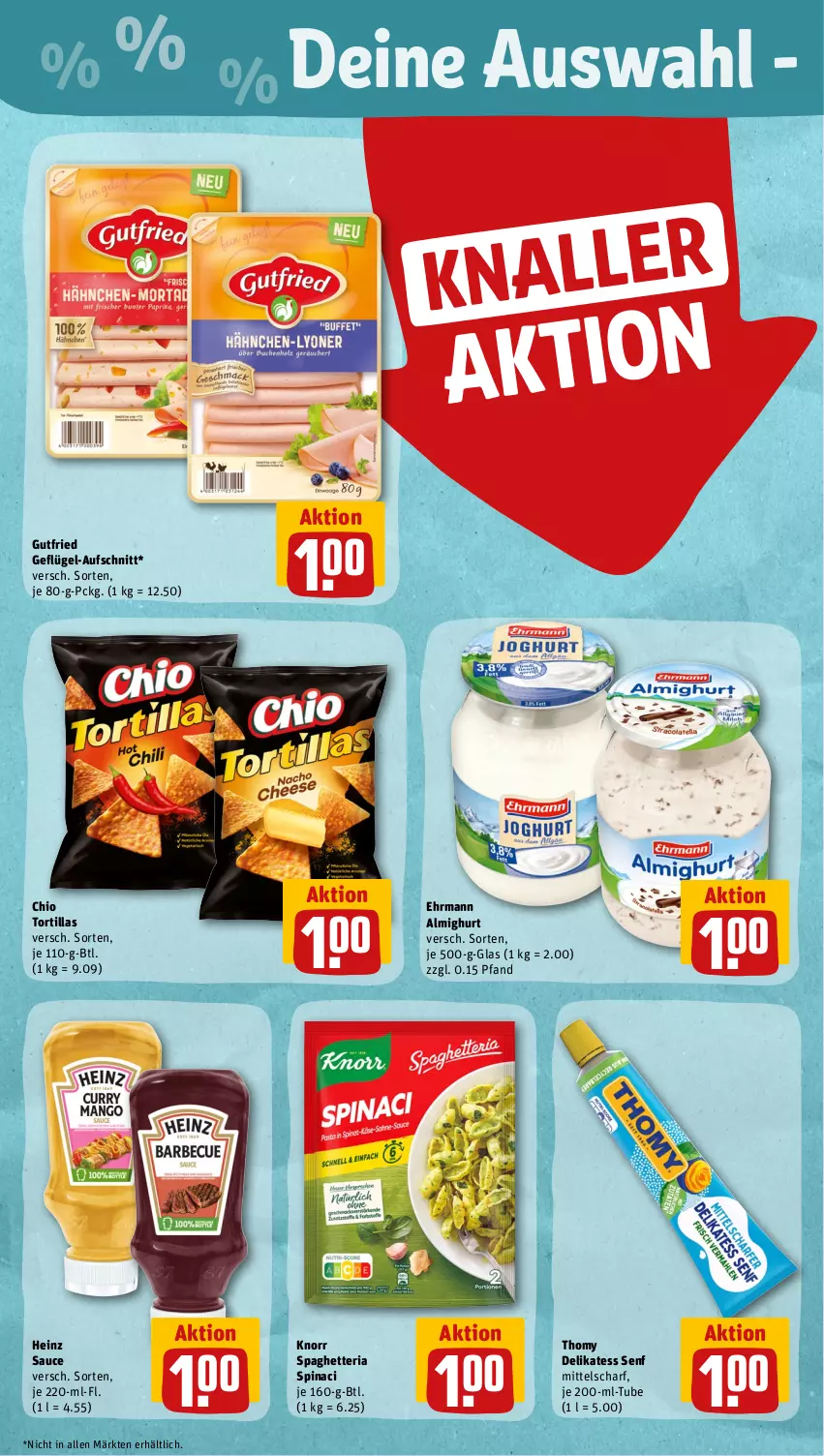 Aktueller Prospekt Rewe - Prospekte - von 26.06 bis 01.07.2023 - strona 2 - produkty: almighur, almighurt, aufschnitt, delikatess senf, ehrmann, ehrmann almighurt, Geflügel, gutfried, heinz, knorr, Ria, sauce, senf, thomy, Ti, tortilla, tortillas