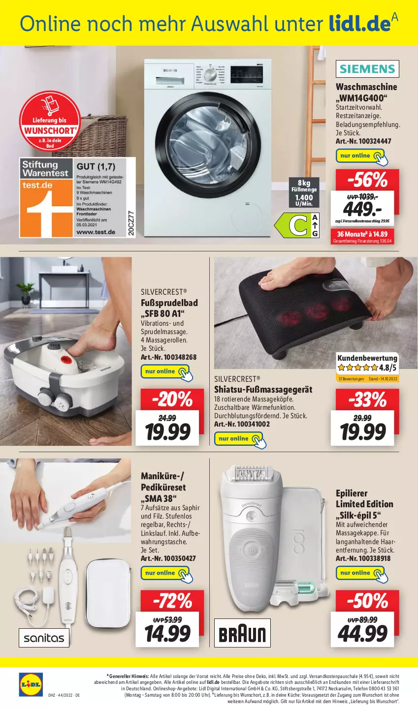 Aktueller Prospekt Lidl - Wochen-Highlights im Onlineshop - von 31.10 bis 06.11.2022 - strona 2 - produkty: angebot, angebote, aufbewahrungstasche, Bad, eis, elle, epilierer, Fußsprudelbad, Haarentfernung, küche, Massagegerät, ndk, reis, rel, Schal, Schale, silvercrest, Sprudel, Sprudelbad, Tasche, telefon, Ti, Tiere, uhr, waschmaschine