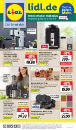 Gazetka promocyjna Lidl - Wochen-Highlights im Onlineshop - Gazetka - ważna od 06.11 do 06.11.2022 - strona 1 - produkty: angebot, angebote, auto, Becher, caffe, eis, elle, Entsafter, frucht, früchte, Germ, kaffee, kaffeevollautomat, latte, LG, Messbecher, mikrowelle, milch, ndk, obst, Obst und Gemüse, reis, rel, Ria, saft, Schal, Schale, silvercrest, spülmaschinen, tasse, telefon, Ti, uhr, und gemüse, Untersetzer, wasser