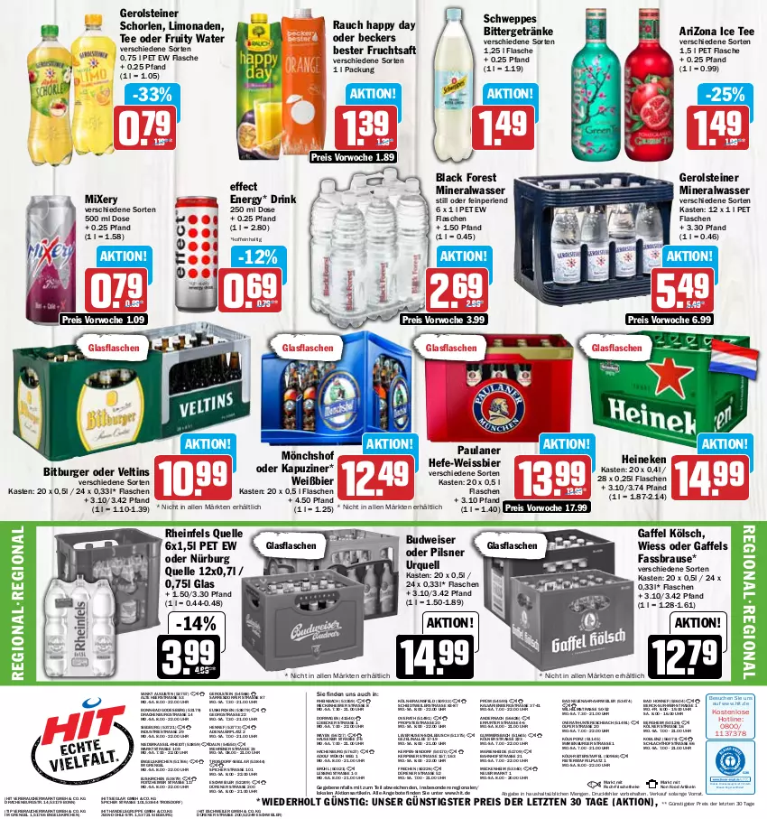 Aktueller Prospekt Hit - Prospekte - von 16.01 bis 21.01.2023 - strona 16 - produkty: Alwa, angebot, angebote, auer, Bad, Beckers Bester, bier, bitburger, black forest, braun, brause, budweiser, burger, drink, drucker, Effect, eimer, eis, elle, Engel, fassbrause, fisch, flasche, frucht, fruchtsaft, gerolsteine, gerolsteiner, getränk, getränke, glasflasche, Happy Day, Hefe, heineken, kerze, lack, limo, limonade, limonaden, Lübecker, mineralwasser, Mixer, mixery, mönchshof, Paula, paulaner, perlen, pils, pilsner, pilsner urquell, Rauch, reis, rheinfels quelle, rwe, saft, schorle, schweppes, steiner, tee, Ti, uhr, veltins, wasser, weissbier, ZTE