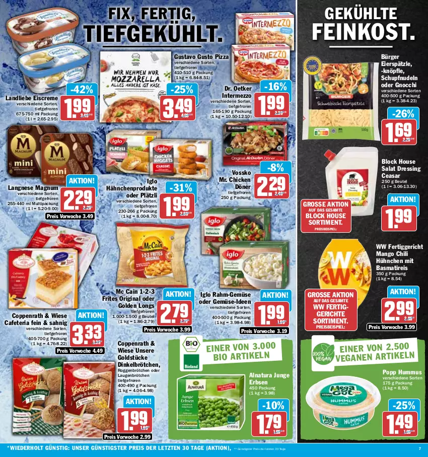 Aktueller Prospekt Hit - Prospekte - von 16.01 bis 21.01.2023 - strona 7 - produkty: basmati, beutel, brötchen, chili, coppenrath, creme, dinkelbrötchen, Dr. Oetker, dressing, eier, eierspätzle, eis, eiscreme, erbsen, feinkost, fertiggericht, fertiggerichte, gin, gnocchi, Golden Longs, Goldstücke, hummus, iglo, intermezzo, junge erbsen, landliebe, landliebe eiscreme, langnese, magnum, mango, mc cain, natur, natura, nudel, nudeln, pizza, Popp, rahm-gemüse, reis, Ria, roggenbrötchen, salat, Ti, vossko, ZTE