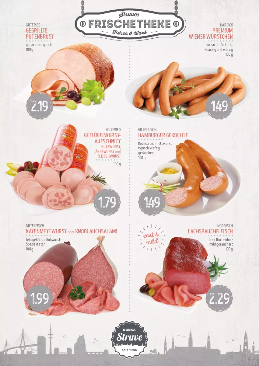 Aktueller Prospekt Edeka - Angebote der Woche - von 02.10 bis 07.10.2023 - strona 5 - produkty: aufschnitt, buch, burger, eis, fleisch, fleischwurst, Geflügel, grill, gutfleisch, gutfried, hamburger, Holz, im zarten saitling, knoblauch, Knoblauchsalami, lachs, Mett, mettwurst, pute, putenbrust, Rauch, Rohwurst, salami, Spezi, Ti, wiener, wiener würstchen, wurst, würstchen