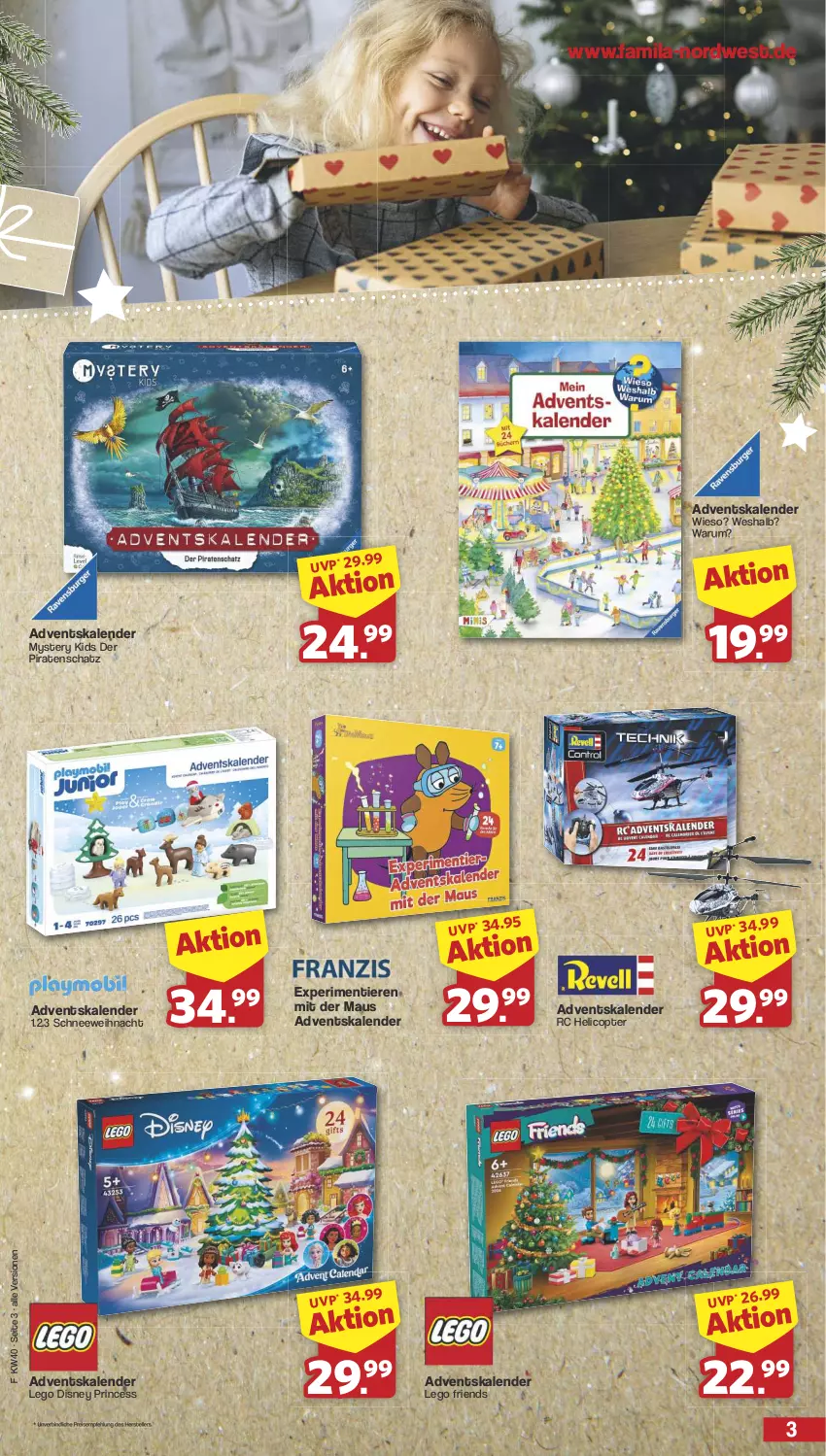 Aktueller Prospekt Famila - Prospekte - von 30.09 bis 05.10.2024 - strona 3 - produkty: Adventskalender, disney, eis, elle, LEGO Friends, Maus, reis, rum, teller, Ti, Tiere