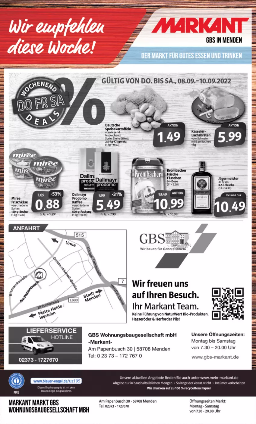 Aktueller Prospekt Markant - Prospekte - von 05.09 bis 10.09.2022 - strona 12 - produkty: angebot, angebote, Bau, Bebe, Becher, bio, brot, eis, elle, erde, Germ, hasseröder, jägermeister, kaffee, lieferservice, Meister, natur, pils, rwe, Ti, uhr