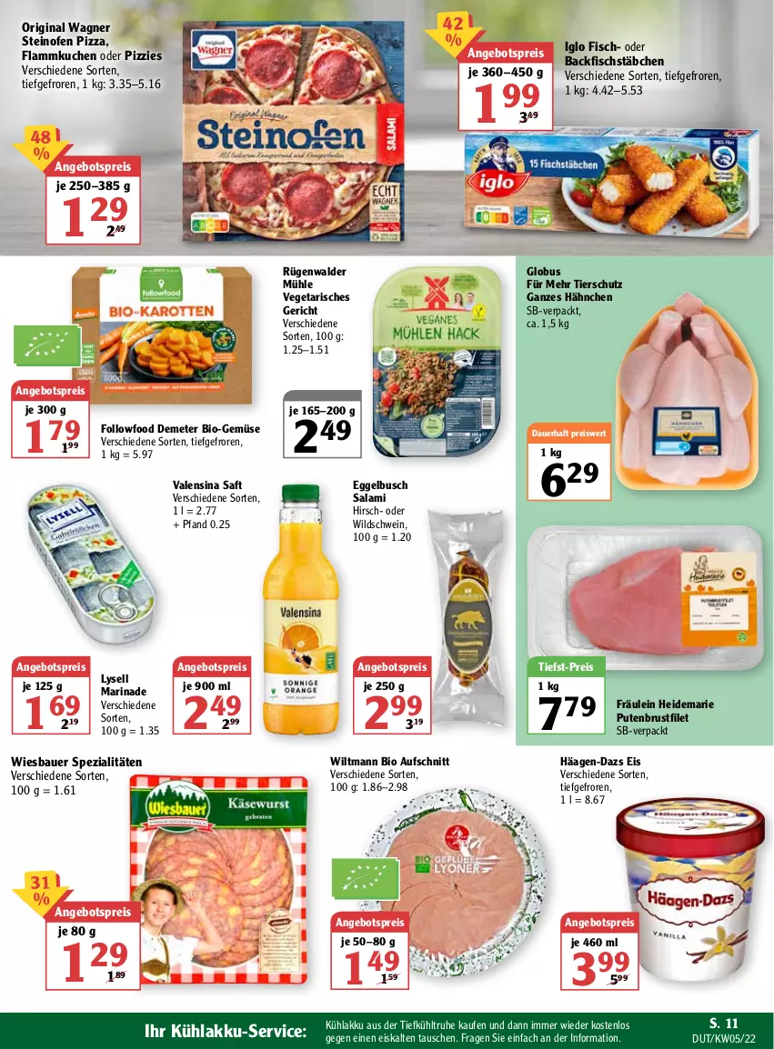 Aktueller Prospekt Globus - Prospekte - von 31.01 bis 05.02.2022 - strona 15 - produkty: akku, angebot, angebotspreis, auer, aufschnitt, backfisch, Bau, Bauer, bio, Bio-Gemüse, brustfilet, eis, filet, fisch, fischstäbchen, flammkuchen, gin, häagen-dazs, iglo, kuchen, kühlakku, lamm, lysell, marinade, Ofen, original wagner, pizza, pute, putenbrust, putenbrustfilet, reis, rügenwalder, rügenwalder mühle, saft, salami, schwein, Spezi, steinofen, steinofen pizza, Ti, tiefst-preis, valensina, Vegeta, wagner, wein, wiesbauer, Wild, Wildschwein, wiltmann