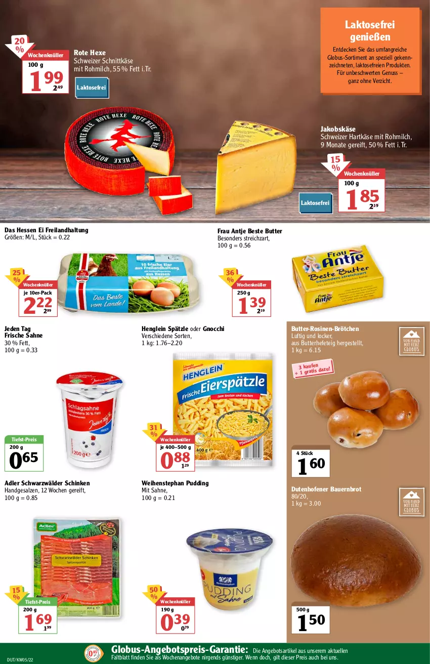 Aktueller Prospekt Globus - Prospekte - von 31.01 bis 05.02.2022 - strona 2 - produkty: angebot, angebote, angebotspreis, auer, Bau, Bauer, beste butter, brot, brötchen, butter, decke, eis, elle, frau antje, gnocchi, hartkäse, Hefe, henglein, jako, Käse, milch, nuss, Ofen, pudding, reis, sahne, salz, schinken, schnittkäse, schwarzwälder schinken, schweizer hartkäse, schweizer schnittkäse, Spezi, Streichzart, Ti, tiefst-preis, weihenstephan