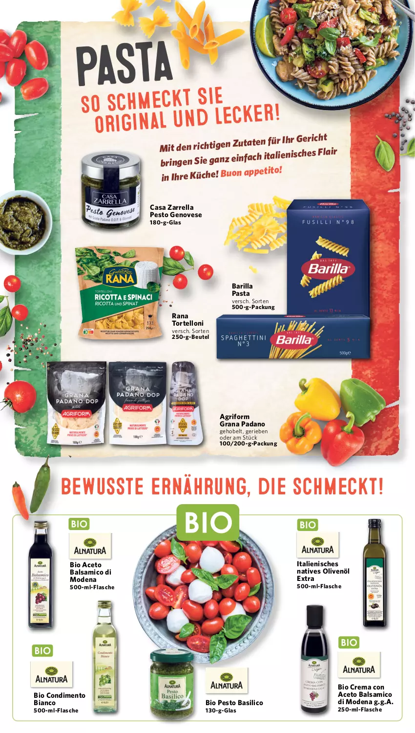 Aktueller Prospekt Combi - Prospekte - von 13.11 bis 18.11.2023 - strona 3 - produkty: aceto, aceto balsamico, balsam, balsamico, barilla, basilico, beutel, bio, condimento, Condimento Bianco, flasche, genovese, grana, grana padano, küche, Mode, natives olivenöl, olive, oliven, olivenöl, olivenöl extra, padano, pasta, pesto, Rana, rel, Ti, torte, tortelloni