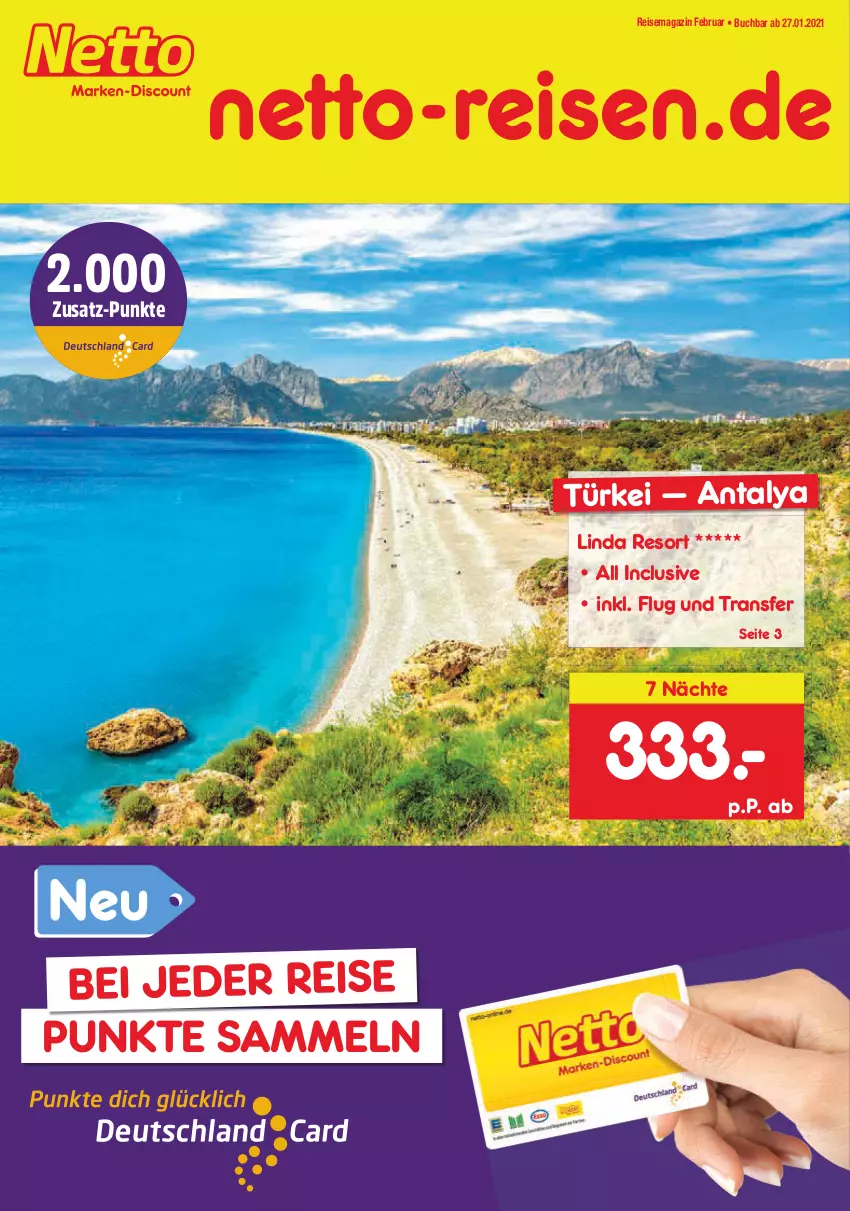 Aktueller Prospekt Netto Marken-Discount - Reise-Angebote Februar - von 27.01 bis 28.02.2022 - strona 1 - produkty: buch, eis, magazin, reis