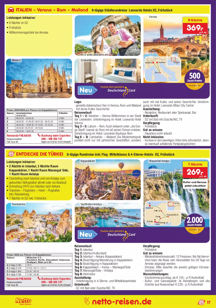 Aktueller Prospekt Netto Marken-Discount - Reise-Angebote Februar - von 27.01 bis 28.02.2022 - strona 17 - produkty: anreisetermine, aust, axe, Bad, buch, decke, dusche, eis, ente, erde, getränk, Kamin, kappa, kurtaxe, leonardo, Metro, Mode, nuss, reis, reiseveranstalter, reiseverlauf, rezept, ring, saison anreisetermine, Stier, Ti, Tiere, uhr, wasser, zimmerbeispiel