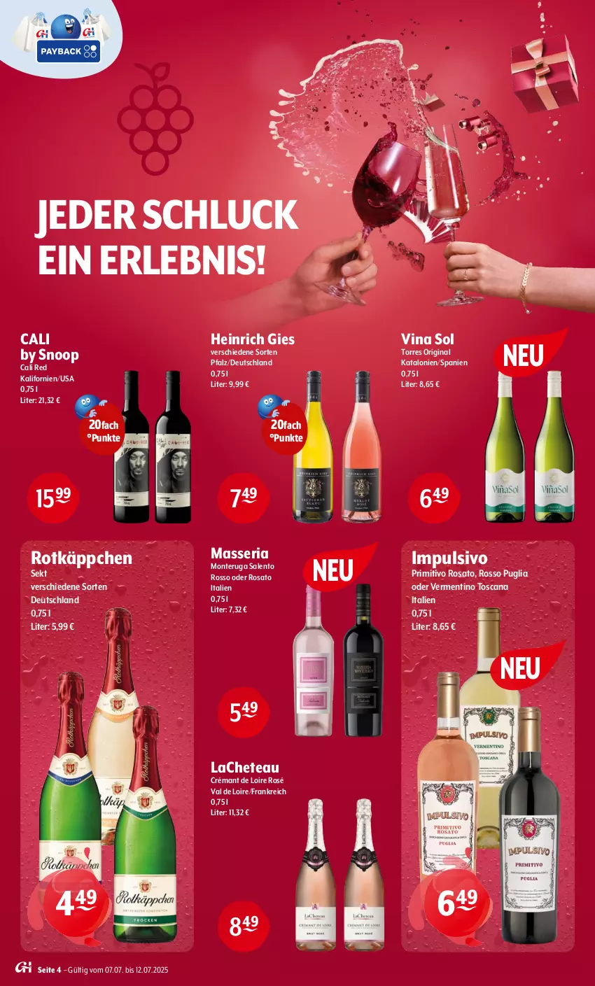 Aktueller Prospekt Getraenke Hoffmann - Prospekte - von 07.07 bis 12.07.2025 - strona 4 - produkty: crémant de loire, gin, monte, primitivo, Ria, rosato, rotkäppchen, sekt, Ti