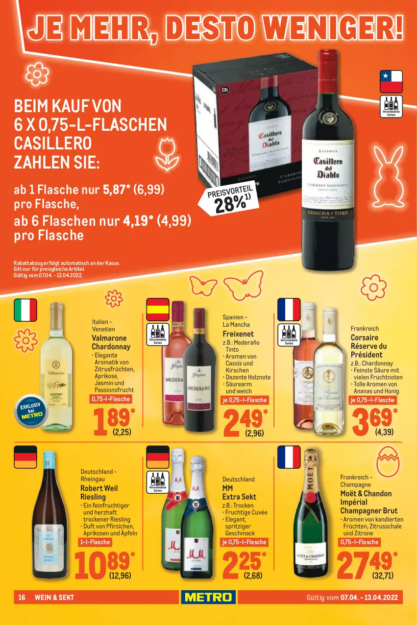 Aktueller Prospekt Metro - Food - von 07.04 bis 13.04.2022 - strona 16 - produkty: ananas, aprikose, aprikosen, auto, brut, cassis, champagne, champagner, chardonnay, Corsaire, cuvée, eis, ente, flasche, freixenet, frucht, früchte, früchten, Holz, honig, kirsch, kirsche, kirschen, LG, mac, mm extra, passionsfrucht, pfirsich, pfirsiche, reis, Ria, riesling, Schal, Schale, sekt, Ti, tisch, wein, zitrone