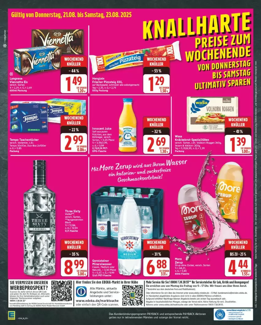 Aktueller Prospekt Edeka - Prospekte - von 18.08 bis 23.08.2025 - strona 16 - produkty: angebot, angebote, deka, eis, elle, Innocent, payback, reis, rel, sirup, telefon, Ti, uhr, ZTE, zucker