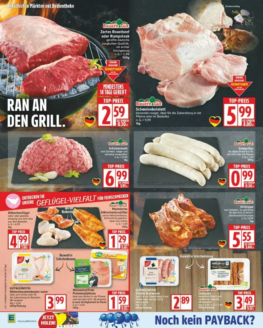 Aktueller Prospekt Edeka - Prospekte - von 18.08 bis 23.08.2025 - strona 4 - produkty: auer, backofen, Bau, Bauer, beef, braten, eis, oder rumpsteak, Ofen, reis, roastbeef, rum, rumpsteak, steak, Ti, top-preis, ZTE