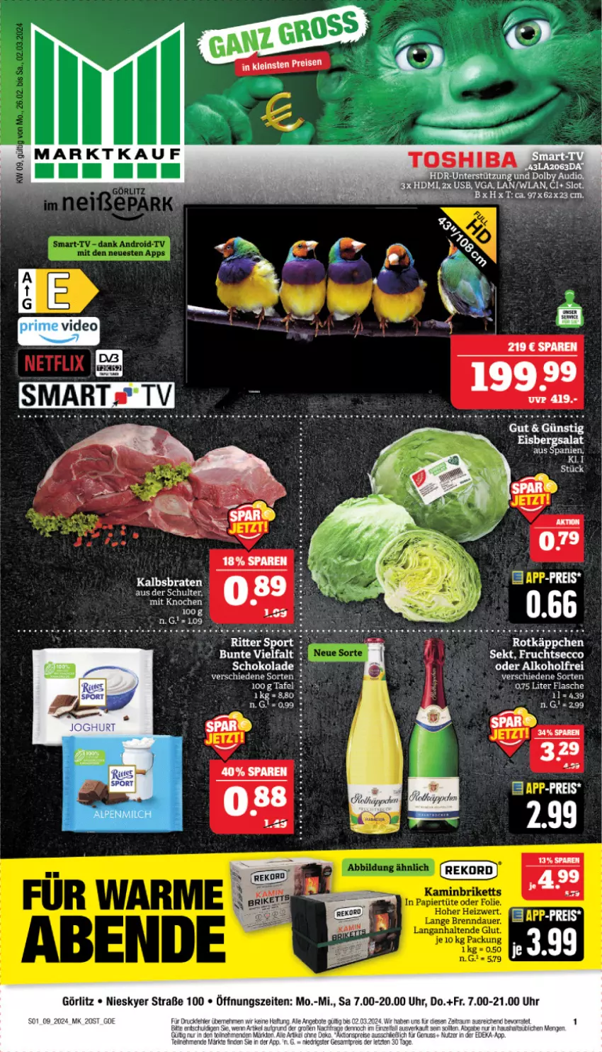 Aktueller Prospekt Marktkauf - Prospekt - von 25.02 bis 02.03.2024 - strona 1 - produkty: alkohol, ecco, eis, frucht, fruchtsecco, reis, ritter, ritter sport, rum, schoko, schokolade, sekt, Sport, tee, Ti, uhr, usb