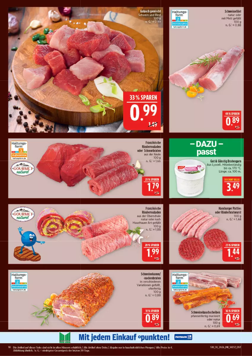Aktueller Prospekt Marktkauf - Prospekt - von 01.03 bis 07.03.2026 - strona 10 - produkty: Bau, bauchscheiben, braten, burger, eis, filet, hamburger, Mett, natur, Ofen, pfanne, pfannen, reis, Ria, rind, rinder, Rinderroulade, rinderrouladen, rouladen, Schal, Schale, schmorbraten, schwein, schweine, Schweinebauch, schweinebauchscheiben, schweinefilet, Ti, wein, weine, wurst, Yo, ZTE