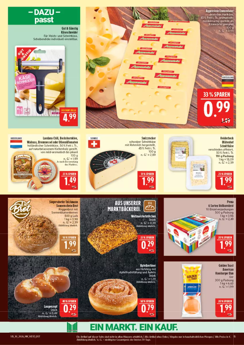 Aktueller Prospekt Marktkauf - Prospekt - von 01.03 bis 07.03.2026 - strona 15 - produkty: apfel, blume, blumen, Blüte, brot, burger, chili, eier, eis, frucht, golden toast, hamburger, Hefe, holländischer schnittkäse, Holz, Käse, korn, Kornbrot, milch, natur, nuss, olive, oliven, reis, schnittkäse, schweizer schnittkäse, sonnenblume, sonnenblumen, Swizzrocker, Ti, tisch, toast, tomate, tomaten, vollkornbrot, walnuss, Yo, ZTE