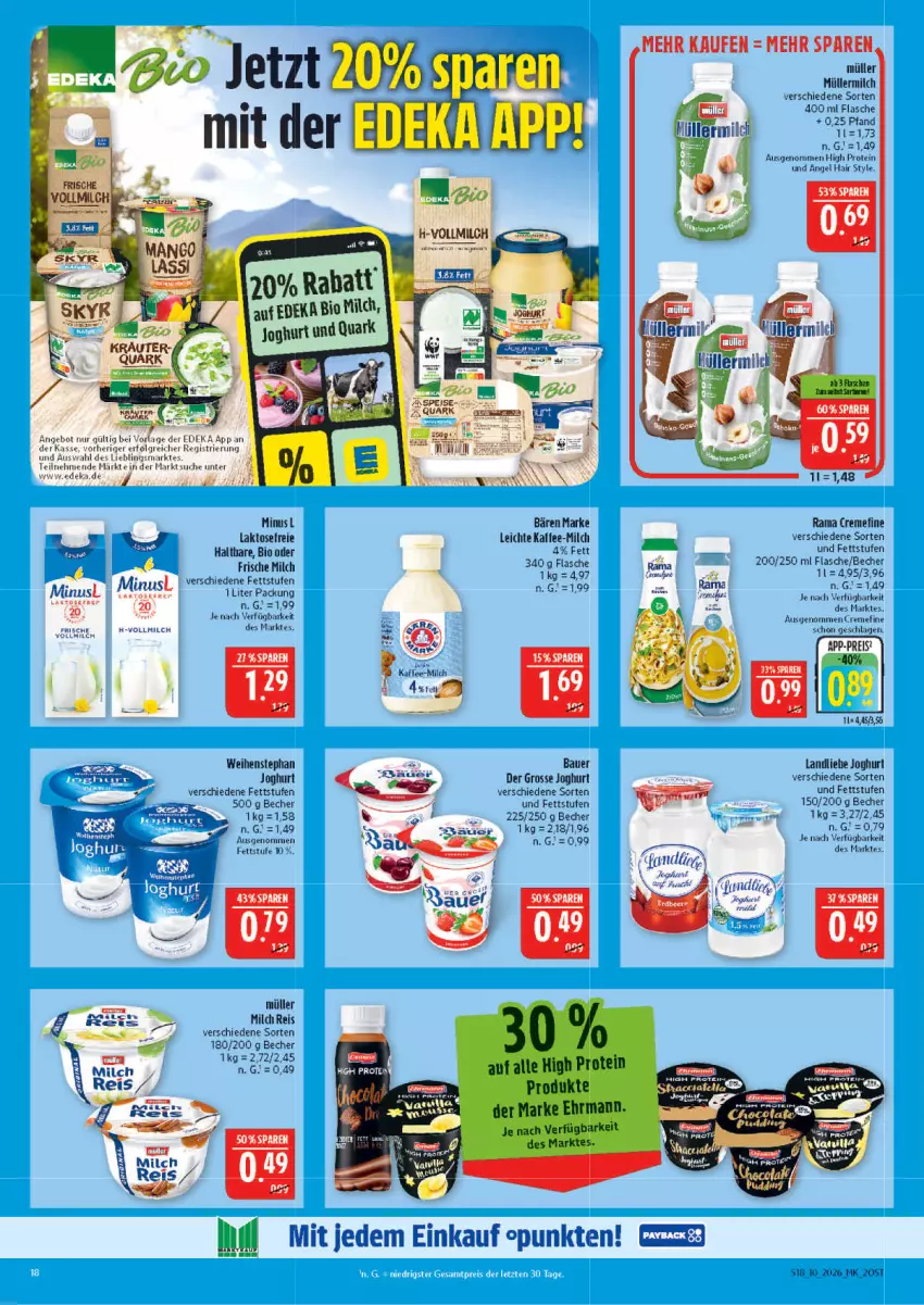 Aktueller Prospekt Marktkauf - Prospekt - von 01.03 bis 07.03.2026 - strona 18 - produkty: angebot, auer, Bau, Bauer, Becher, bio, creme, deka, eis, flasche, frische milch, joghur, joghurt, kaffee, landliebe, landliebe joghurt, LG, milch, Müller, müllermilch, quark, reis, Ti, vollmilch, weihenstephan