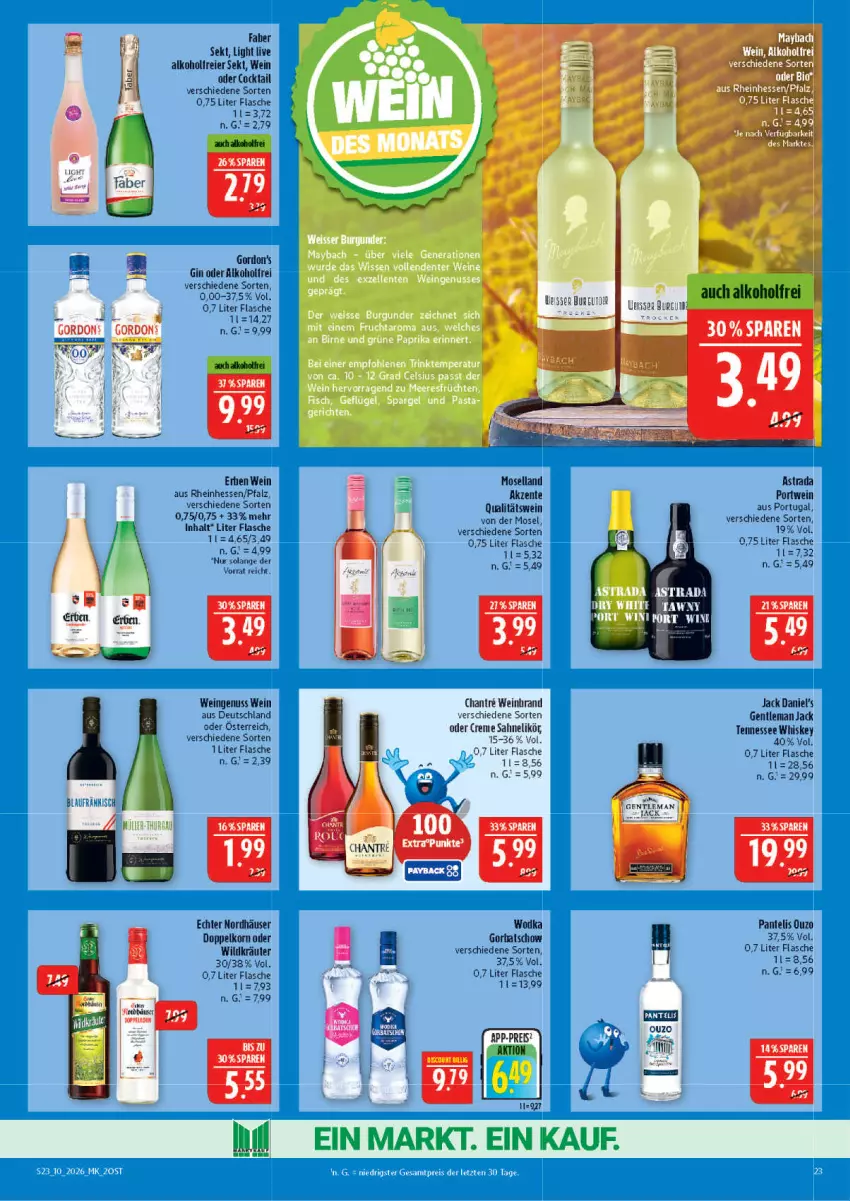 Aktueller Prospekt Marktkauf - Prospekt - von 01.03 bis 07.03.2026 - strona 23 - produkty: alkohol, Astra, cocktail, creme, doppelkorn, eier, ente, erde, flasche, gin, Gorbatschow, gordon, jack daniel, jack daniel's, korn, kräuter, moselland, nuss, ouzo, Portwein, qualitätswein, sekt, tee, tennessee whiskey, wein, whiskey, Wild