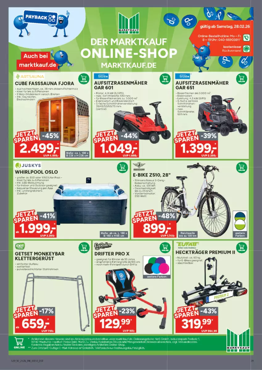 Aktueller Prospekt Marktkauf - Prospekt - von 01.03 bis 07.03.2026 - strona 29 - produkty: Bau, beleuchtung, E-Bike, E-Bikes, eier, Heckträger, Kinder, led-beleuchtung, nexus, pool, rasen, rasenmäher, shimano, Ti, uhr, Whirlpool